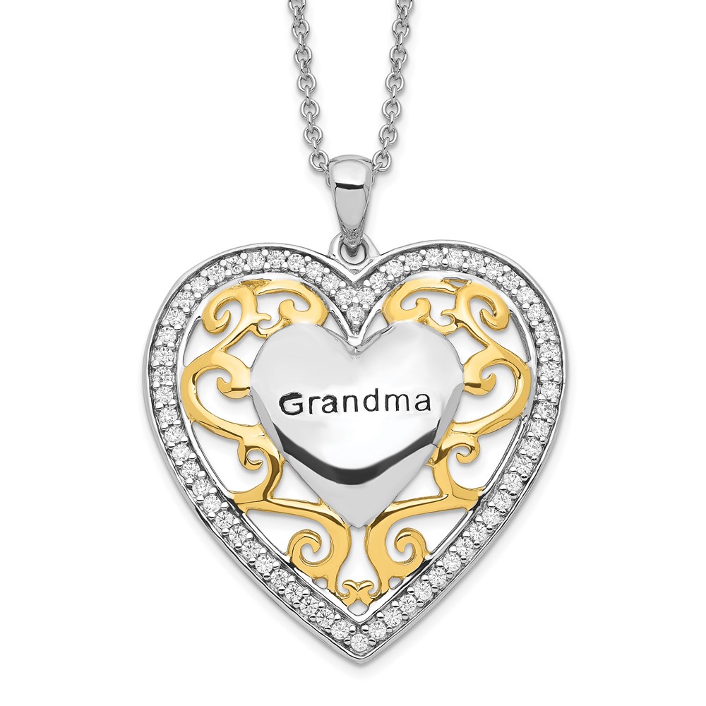 Sterling Silver & Gold-plated Grandma 18in Heart Necklace