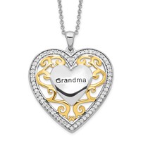 Sentimental Expressions Sterling Silver Gold-plated Grandma Heart Necklace, 18" view 1