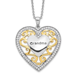 Sentimental Expressions Sterling Silver Gold-plated Grandma 18in Heart Necklace