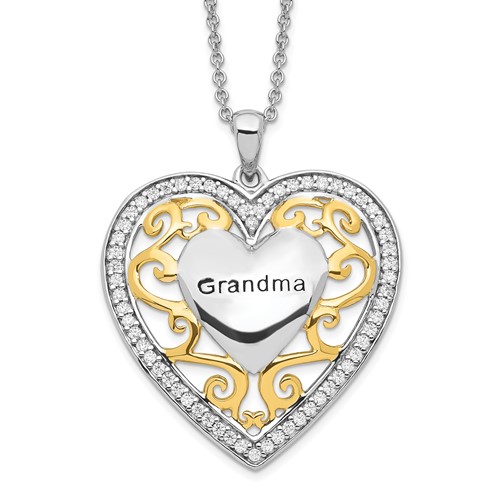 Sentimental Expressions Sterling Silver Gold-plated Grandma Heart Necklace, 18"