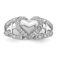 Sentimental Expressions Sterling Silver Rhodium-plated CZ Polished Pure Heart Ring view 4