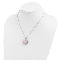 Sentimental Expressions Sterling Silver Rhodium-plated Rose Quartz Generous Heart Necklace with Poem Card, 18" view 5