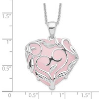 Sentimental Expressions Sterling Silver Rhodium-plated Rose Quartz Generous Heart Necklace with Poem Card, 18" view 3