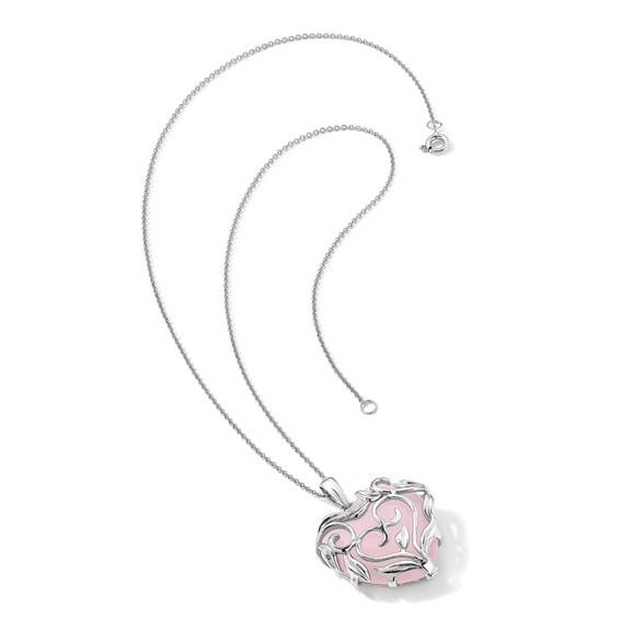Sentimental Expressions Sterling Silver Rhodium-plated Rose Quartz Generous Heart 18 inch Necklace with Poem Card