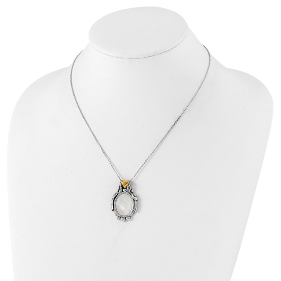 Sentimental Expressions Sterling Silver & Gold-plated Polished & Antiqued My Special Angels Mother of Pearl Necklace