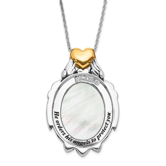 Sentimental Expressions Sterling Silver & Gold-plated Polished & Antiqued My Special Angels Mother of Pearl Necklace