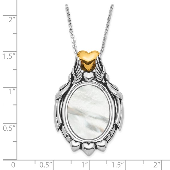 Sentimental Expressions Sterling Silver & Gold-plated Polished & Antiqued My Special Angels Mother of Pearl Necklace
