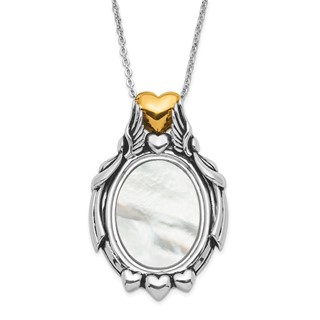 Sentimental Expressions Sterling Silver & Gold-plated Polished & Antiqued My Special Angels Mother of Pearl Necklace