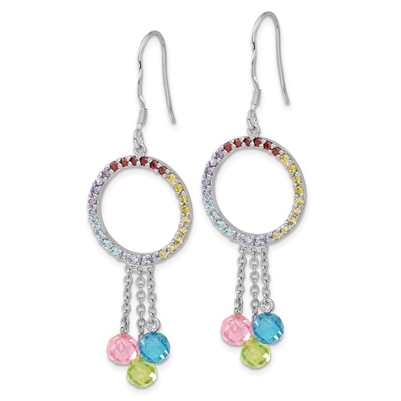Sterling Silver & Multi-color CZ Color Me Happy Dangle Earrings