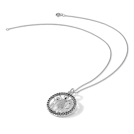 Sentimental Expressions Sterling Silver Rhodium-plated Antiqued Knitted Together By Love 18in Necklace