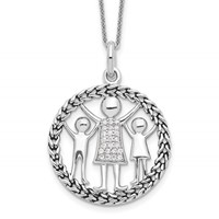 Sentimental Expressions Sterling Silver Rhodium-plated Antiqued Knitted Together by Love Necklace, 18" view 1
