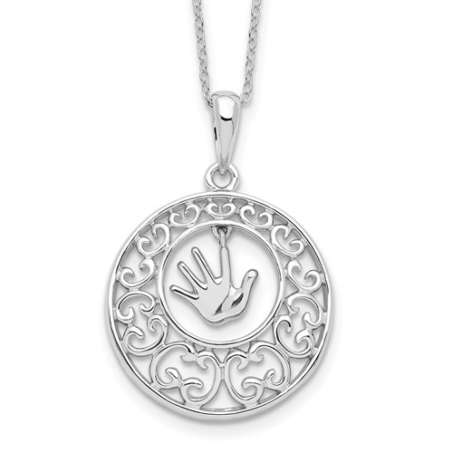 Sentimental Expressions Sterling Silver Rhodium-plated Antiqued Children Necklace, 18"
