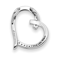 Sentimental Expressions Sterling Silver Rhodium-plated Antiqued CZ Love You Mom Necklace, 18" view 3