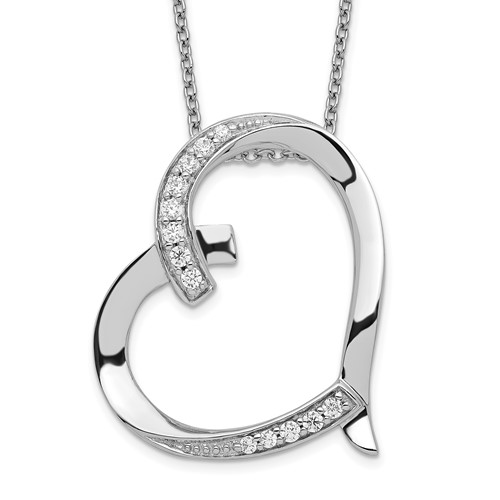 Sentimental Expressions Sterling Silver Rhodium-plated Antiqued CZ Love You Mom Necklace, 18"
