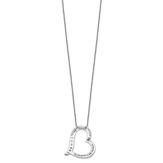 Sentimental Expressions Sterling Silver Rhodium-plated Antiqued CZ Daughter-In-Law 18in Necklace