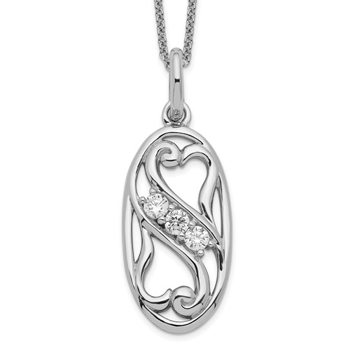 Sentimental Expressions Sterling Silver Rhodium-plated CZ Best Friends Forever Necklace, 18"