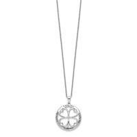 Sentimental Expressions Sterling Silver Rhodium-plated CZ Antiqued Lucky Me Lucky You Necklace, 18" view 2