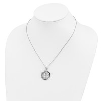 Sentimental Expressions Sterling Silver Rhodium-plated CZ Antiqued Lucky Me Lucky You Necklace, 18" view 5