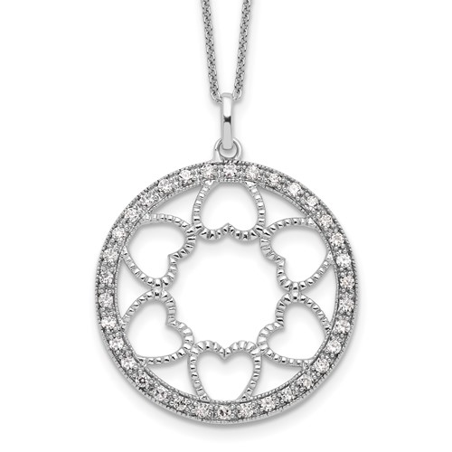 Sentimental Expressions Sterling Silver Rhodium-plated CZ Fullness of Blessings Necklace, 18"