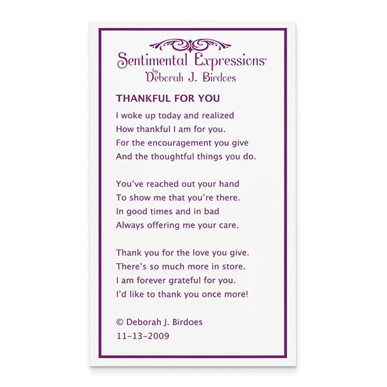 Sentimental Expressions Sterling Silver Polished CZ Thankful for You Necklace