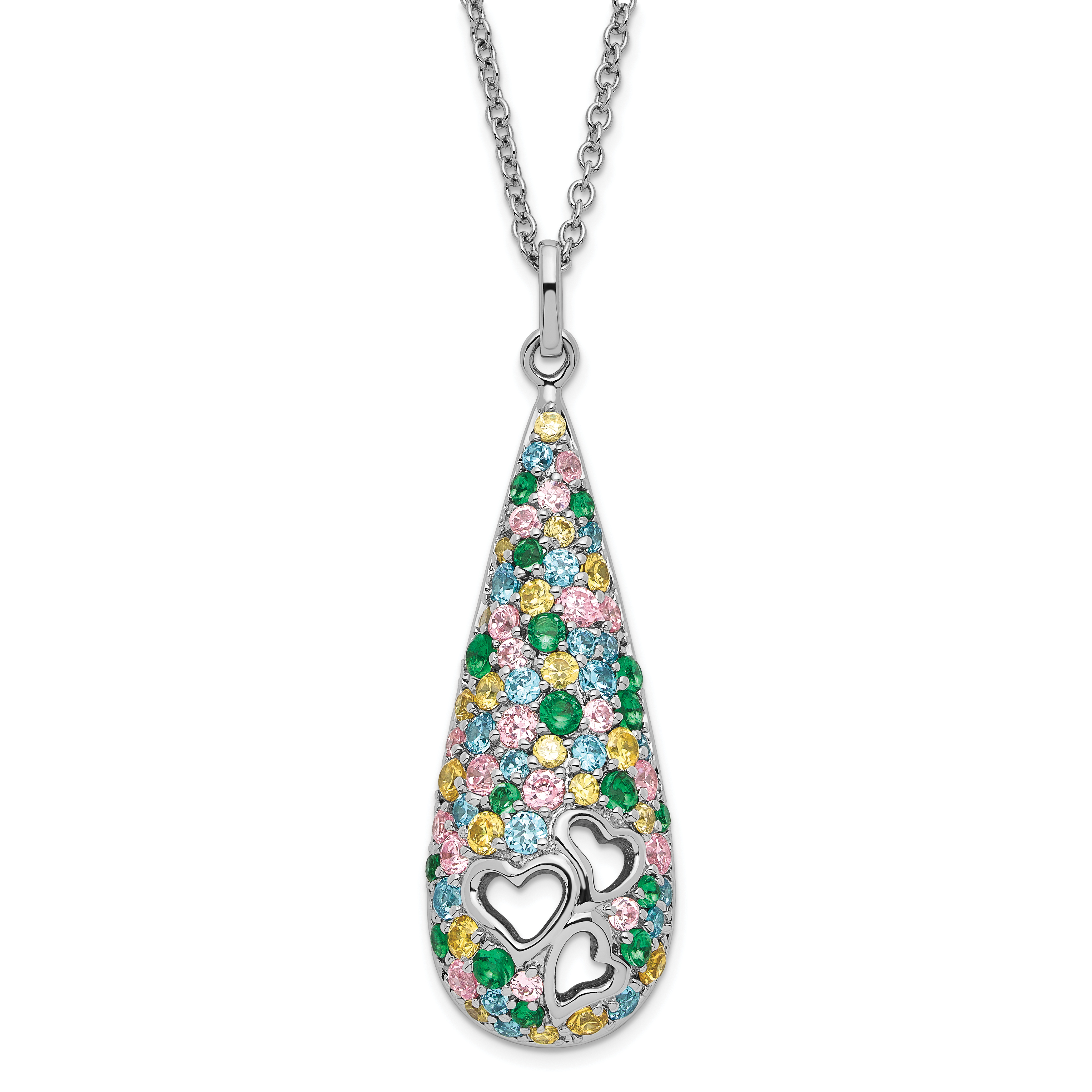 Sentimental Expressions Silver Polished Multicolor CZ Cheerdrops