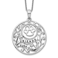 Sentimental Expressions Sterling Silver Rhodium-plated Antiqued Animal Friends-Dog Necklace, 18" view 1