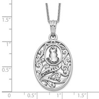 Sentimental Expressions Sterling Silver Rhodium-plated Antiqued Animal Friends-Cat Necklace, 18" view 3