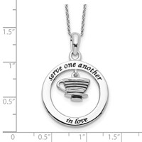 Sentimental Expressions Sterling Silver Rhodium-plated Antiqued Serve One Another Necklace, 18" view 3