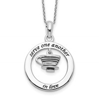 Sentimental Expressions Sterling Silver Rhodium-plated Antiqued Serve One Another Necklace, 18" view 1