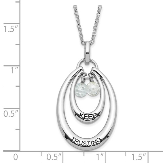 Sentimental Expressions Sterling Silver Polished & Antiqued CZ Keep Trusting Necklace