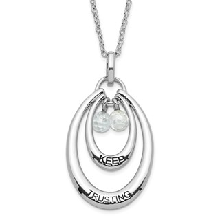 Sentimental Expressions Sterling Silver Polished & Antiqued CZ Keep Trusting Necklace