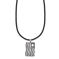 Sentimental Expressions Sterling Silver Rhodium-plated Waves of Pride Rubber Cord Necklace with 2in Ext, 22" view 2