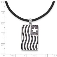 Sentimental Expressions Sterling Silver Rhodium-plated Waves of Pride Rubber Cord Necklace with 2in Ext, 22" view 3