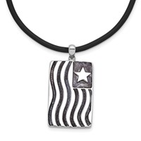 Sentimental Expressions Sterling Silver Rhodium-plated Waves of Pride Rubber Cord Necklace with 2in Ext, 22" view 1