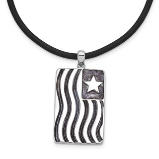 Sentimental Expressions Sterling Silver Rhodium-plated Waves Of Pride 22in Rubber Cord with 2in ext Necklace