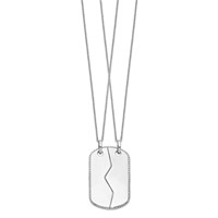Sentimental Expressions Sterling Silver Rhodium-plated Antiqued Military Dog Tag for Two Necklaces, 18" view 2