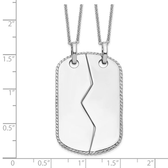 Sentimental Expressions Sterling Silver Rhodium-plated Antiqued Military Dog Tag For Two 18in Necklaces