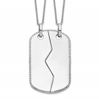 Sentimental Expressions Sterling Silver Rhodium-plated Antiqued Military Dog Tag for Two Necklaces, 18" view 1