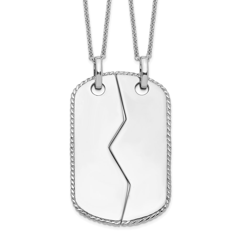 Sterling Silver Antiqued Military Dog Tag For Two 18in Necklaces