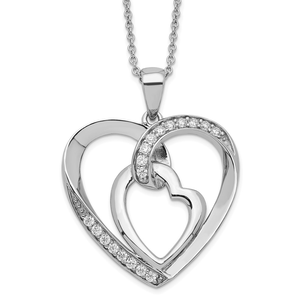 Sterling Silver CZ My Heart To Yours 18in Necklace