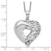 Sentimental Expressions Sterling Silver Rhodium-plated Close to My Heart Necklace, 18" view 3