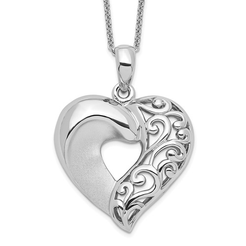 Sentimental Expressions Sterling Silver Rhodium-plated Close to My Heart Necklace, 18"
