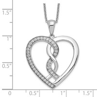 Sentimental Expressions Sterling Silver Rhodium-plated CZ Hearts Joined Together Necklace with Poem Card, 18" view 3