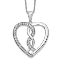 Sentimental Expressions Sterling Silver Rhodium-plated CZ Hearts Joined Together Necklace with Poem Card, 18" view 1