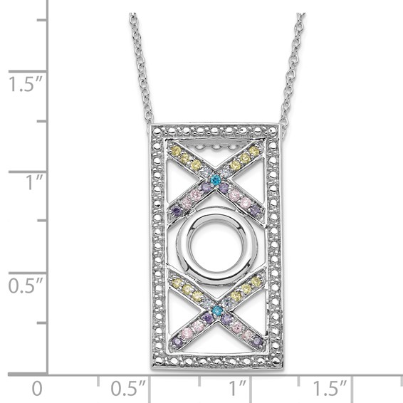 Sentimental Expressions Sterling Silver Polished Multicolor CZ Love and Kisses Necklace