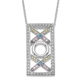 Sentimental Expressions Sterling Silver Polished Multicolor CZ Love and Kisses Necklace