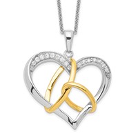Sentimental Expressions Sterling Silver Gold-plated CZ to Have and to Hold 18in Necklace view 1