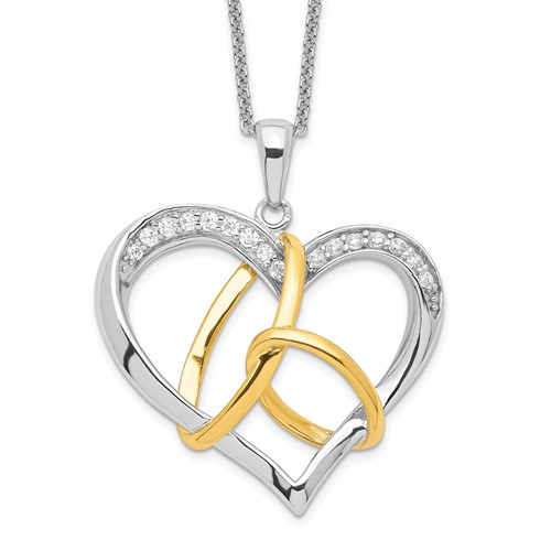 Sentimental Expressions Sterling Silver Gold-plated CZ to Have and to Hold Necklace, 18"