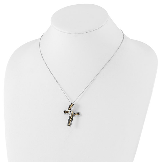 Sentimental Expressions Sterling Silver & Gold-plated Polished & Antiqued Completion Cross Necklace