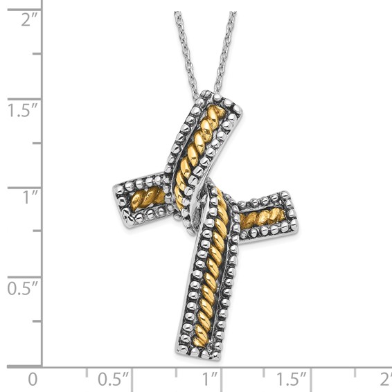 Sentimental Expressions Sterling Silver & Gold-plated Polished & Antiqued Completion Cross Necklace